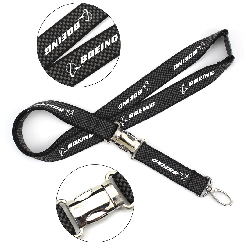 Custom 3D silicone LOGO lanyard high quality polyester neck strap boeing aircraft lanyards with metal buckle