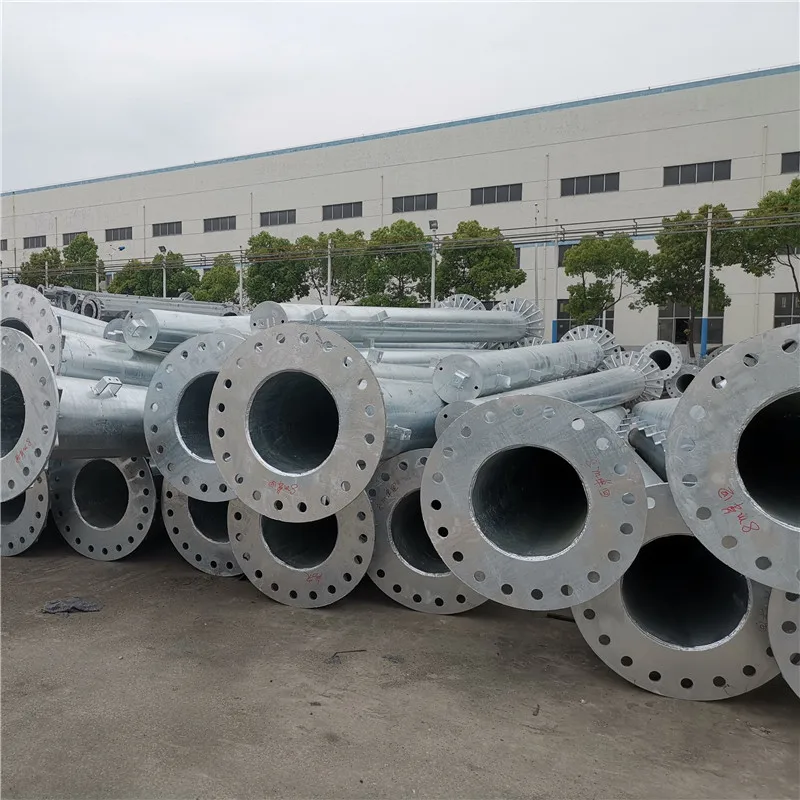 Hot Dip Galvanized Steel Electric Pole , OEM Power Distribution Poles