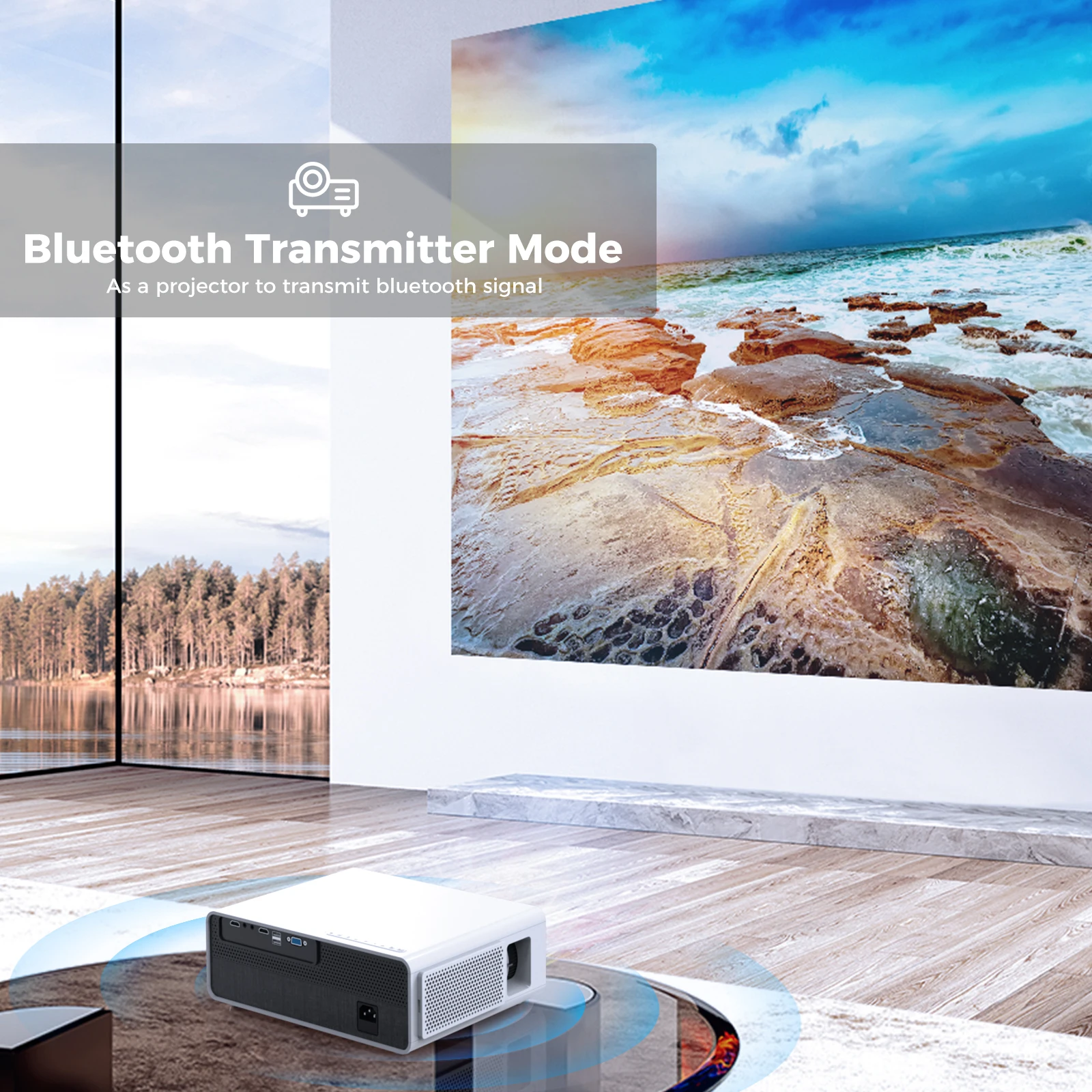 Проектор уличный XIDU 3D 4K Wi-Fi, 4 ЖК-дисплея, 1080p, 300 дюйма