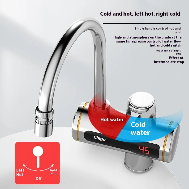 Chigo Wall-Mounted Electric Water Faucet Heater Rapid Heating Kitchen Treasure US Plug English Tankless Home Use Showers