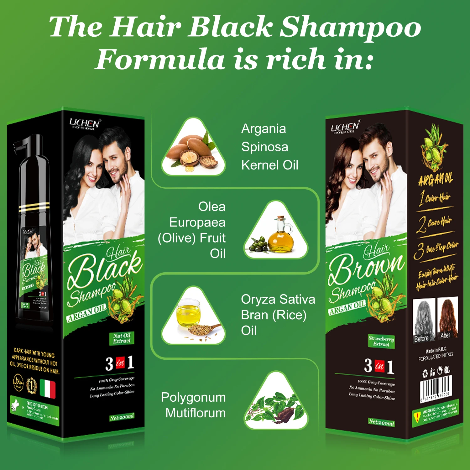 lichen fast dyeing black shampoo hair color semi permanent hair color shampoo for man
