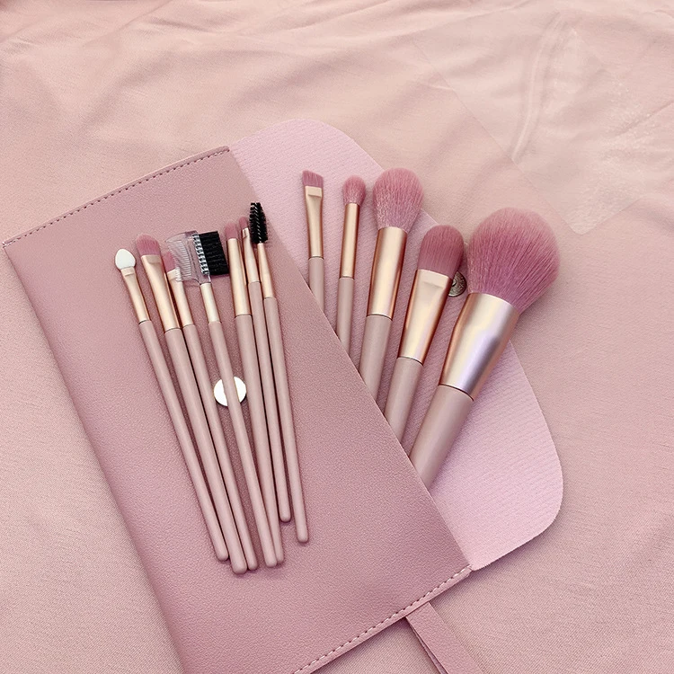 2021 pro custom pink 12pcs eye shadow make up accessories wholesale vendors synthetic fiber  private label makeup brush set