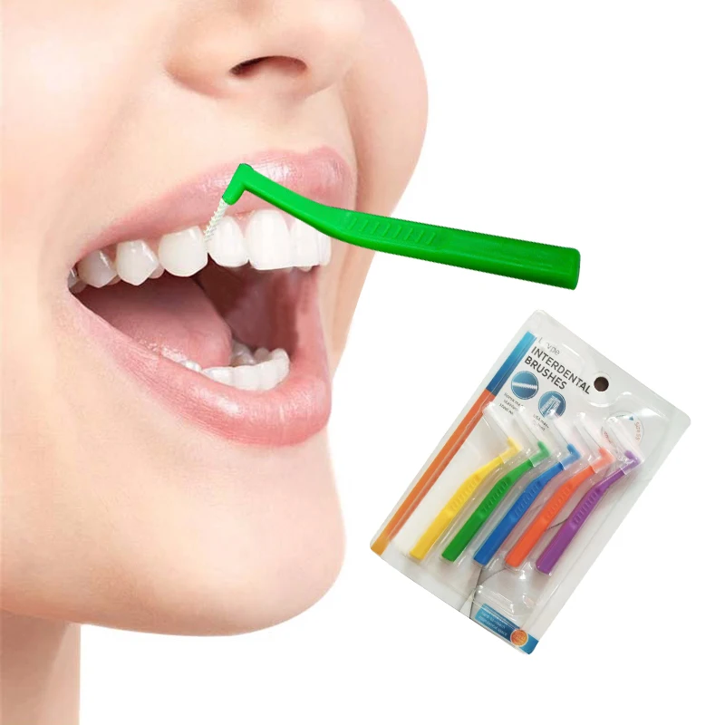5 Pieces Nylon Inter dental Brush Long Holder Healthy safety PP mobile Handle