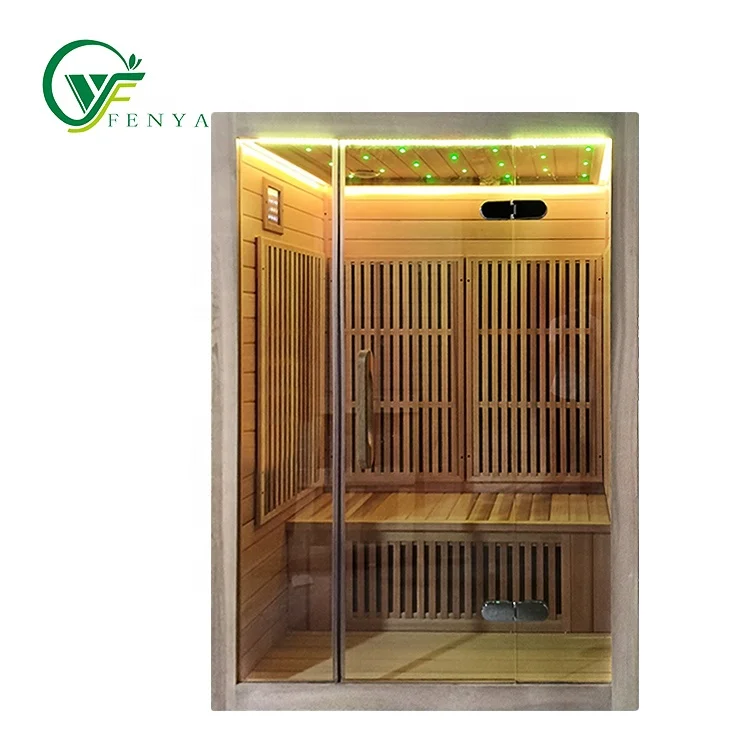 Solid Wood Infrared Sauna Room 2-4 People Capacity 220v Voltage with Far Infrared & Hemlock Functions & Features