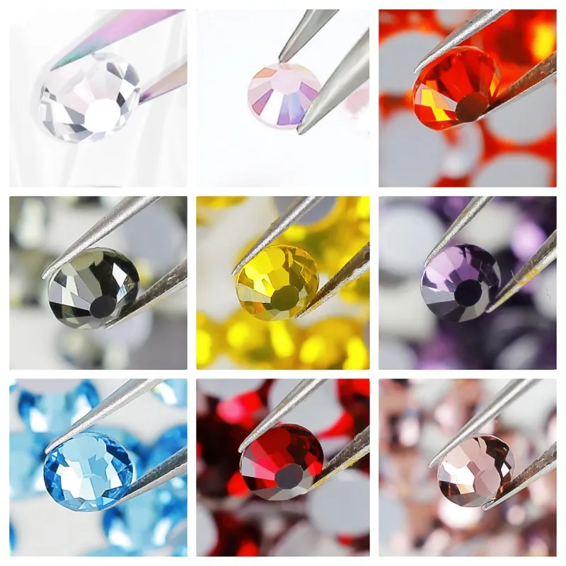 Customized Large Package 100 Gross  Flat Back Glass Rhinestones Bulk Wholesale 2028 Non Hotfix Crystal Rhinestones