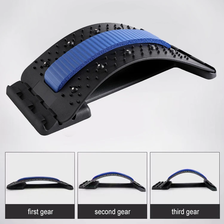 Factory price magnet point private logo back pain stepless lumbar traction back massager stretcher support