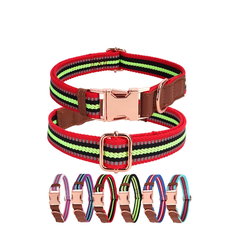 Training Heavy Duty Quality Colorful Innovative Small Dog Collar Luxury Custom Design Adjustable Reflective Nylon Dog Collar