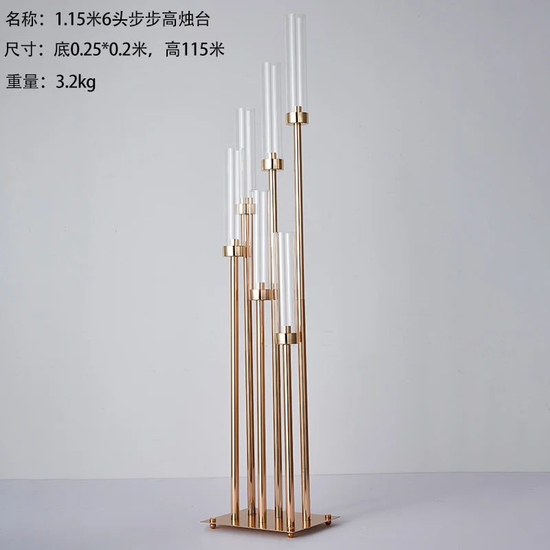 Zhuoyun Wholesale Price 6 Arms Wedding Decoration Table Centerpiece Gold Metal Candle Holder