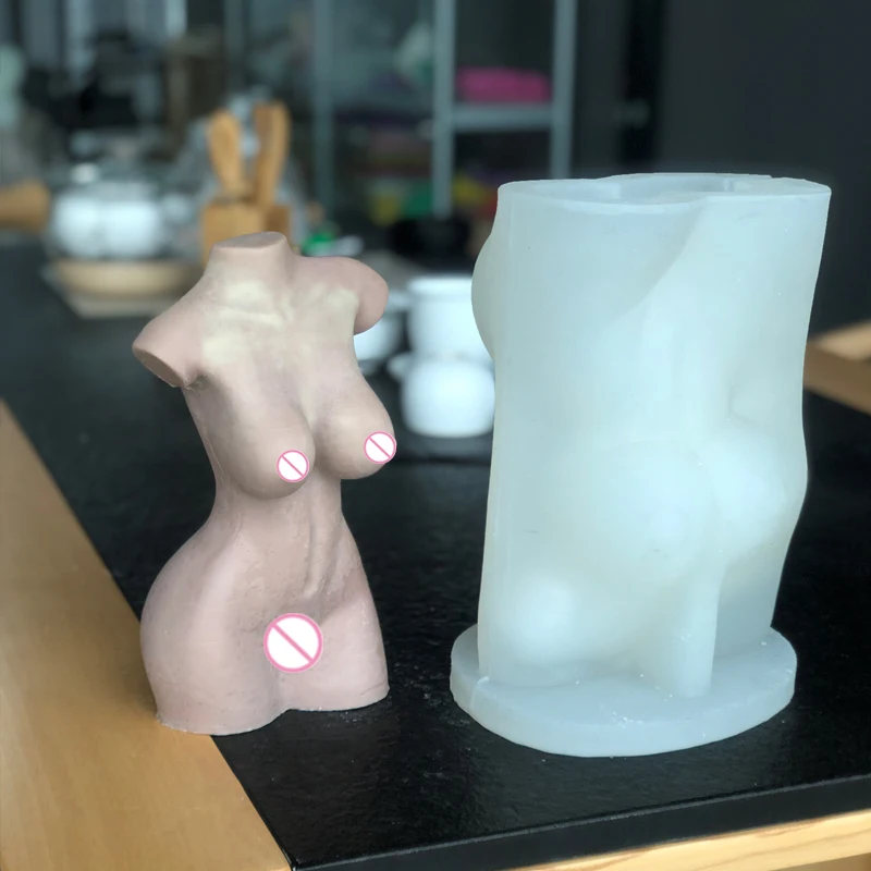 J142 Custom Plus Size 22cm DIY Naked Lady Plaster Large Pregnant Human Body Moulds 3D Woman Body Torso Silicone Candle Molds