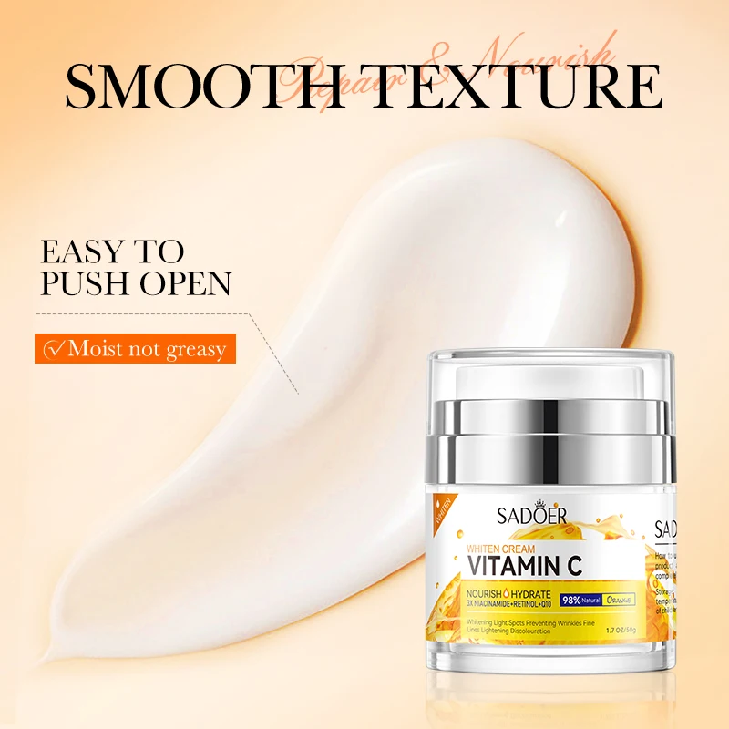 OEM SADOER Private Label Fruits Nourishing Skin Care Products Citrus Vitamin C Anti Aging Moisturizing Brightening Facial Cream