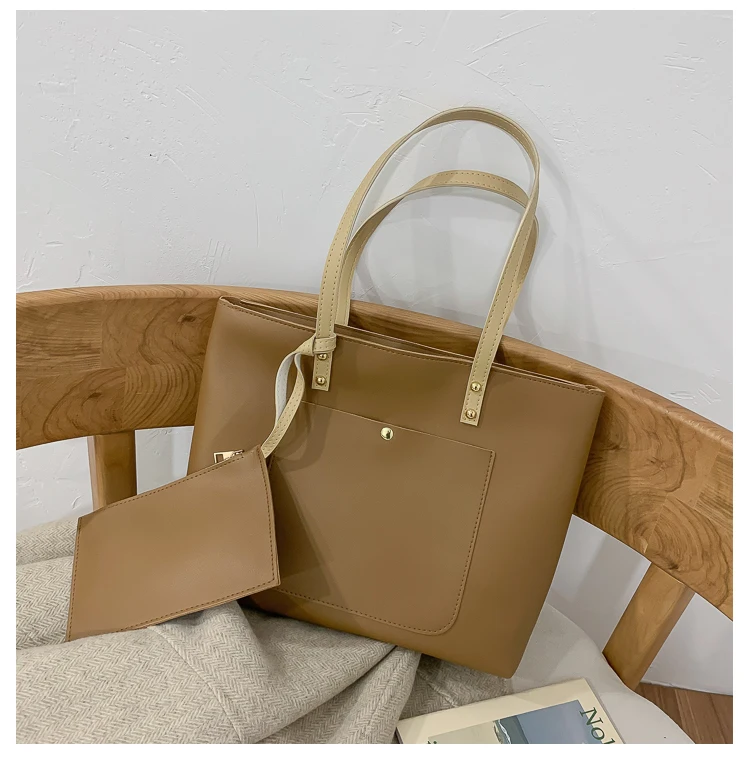 Вместительная женская сумка 2 в 1 на одно плечо, модные повседневные Мягкие кожаные кошельки и сумки