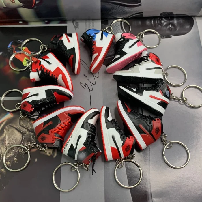 Wholesale 3D Mini Sneakers AJ  shoe Keychain Model cute keychains with box