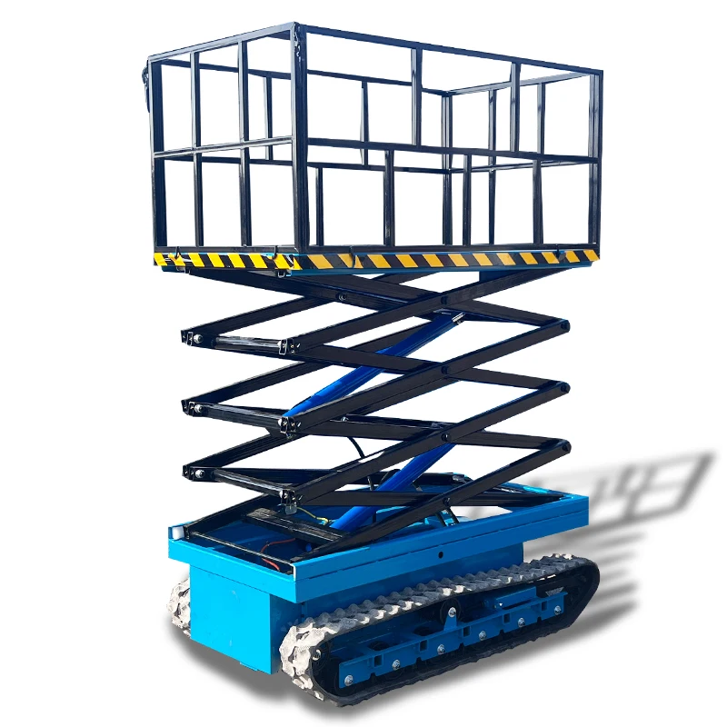 Highly efficient electric crawler lift platform truck with thickened integrated panels for engineering cargo haulage