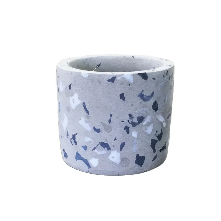 
Custom coloured grey cement terazzo candle jar 