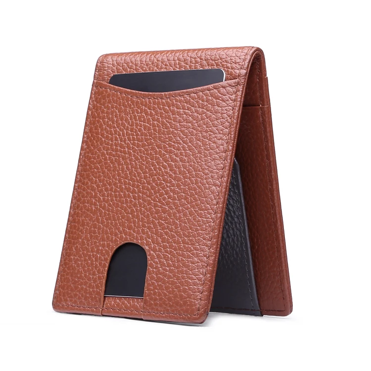 
Popular New design Leather Slim Multi Functional Money clip bifold card holder wallet 