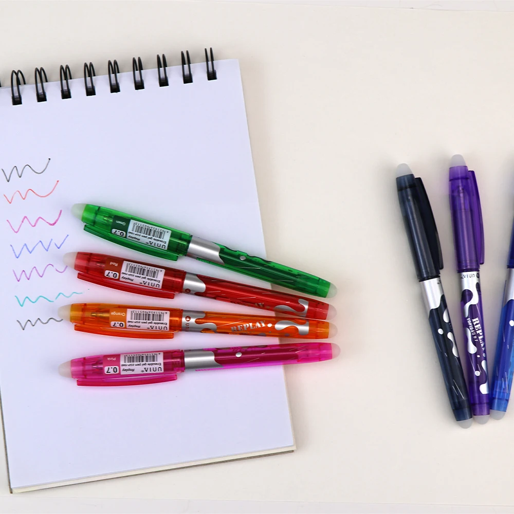 Colorful plastic gel ink pen with eraser 0.5mm refill erasable gel pen for promotional
