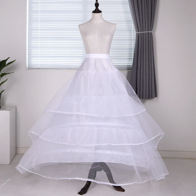 Wholesale In Stock Petticoat White Crinoline Underskirts  2-Hoops 3-layer Yarn Trailing Shape Skirt  Wedding Dresses For Woman