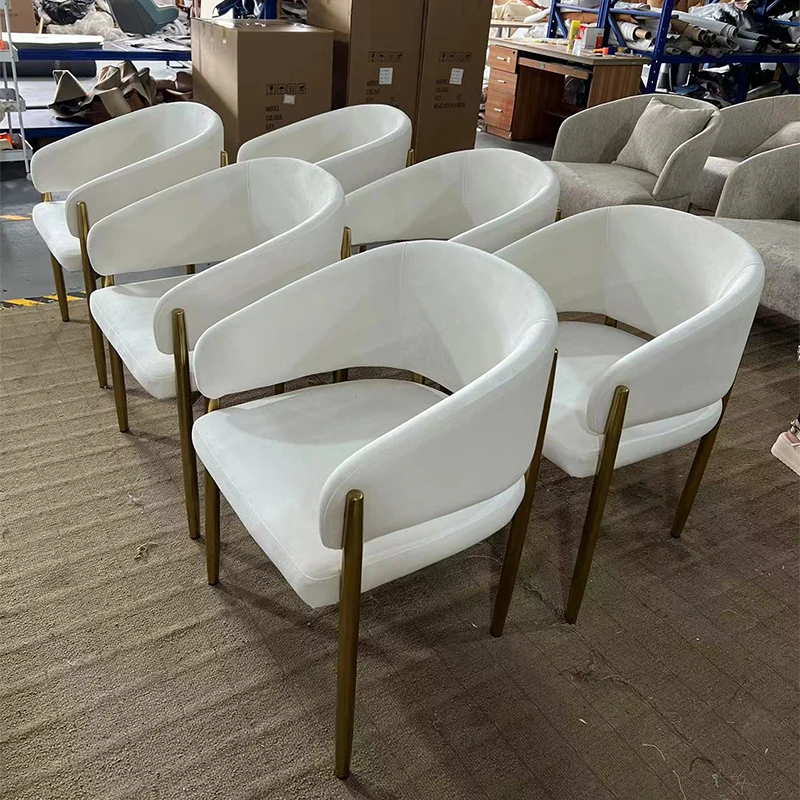 Nordic Hotel Restaurant White Fabric Dining Chair Home Furniture Dining Room Modern Luxury Velvet Dining Chair