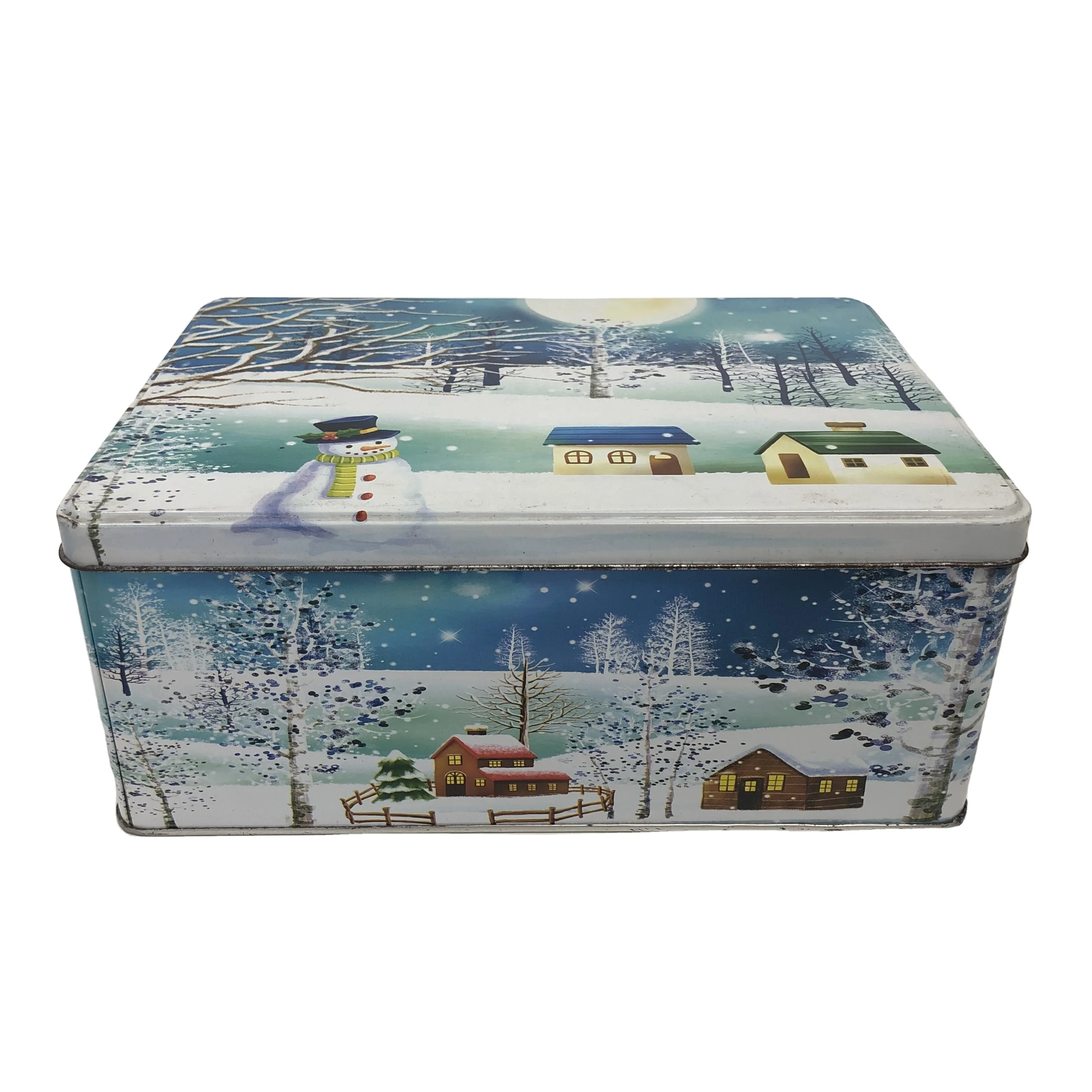 large empty gift rectangle custom metal tin box cookie tin box