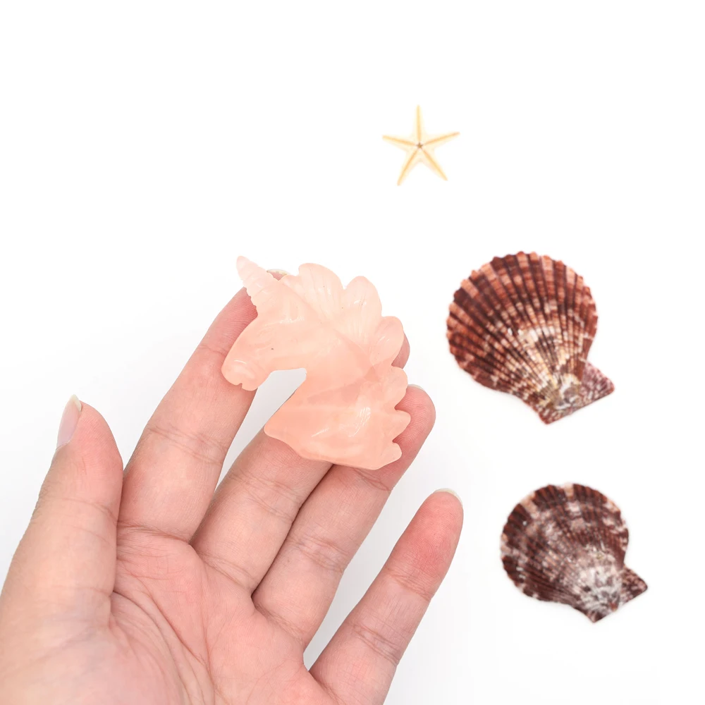 Wholesale unicorn Shaped Gemstones  Natural Crystal stone  rose quartz unicorn  carvings