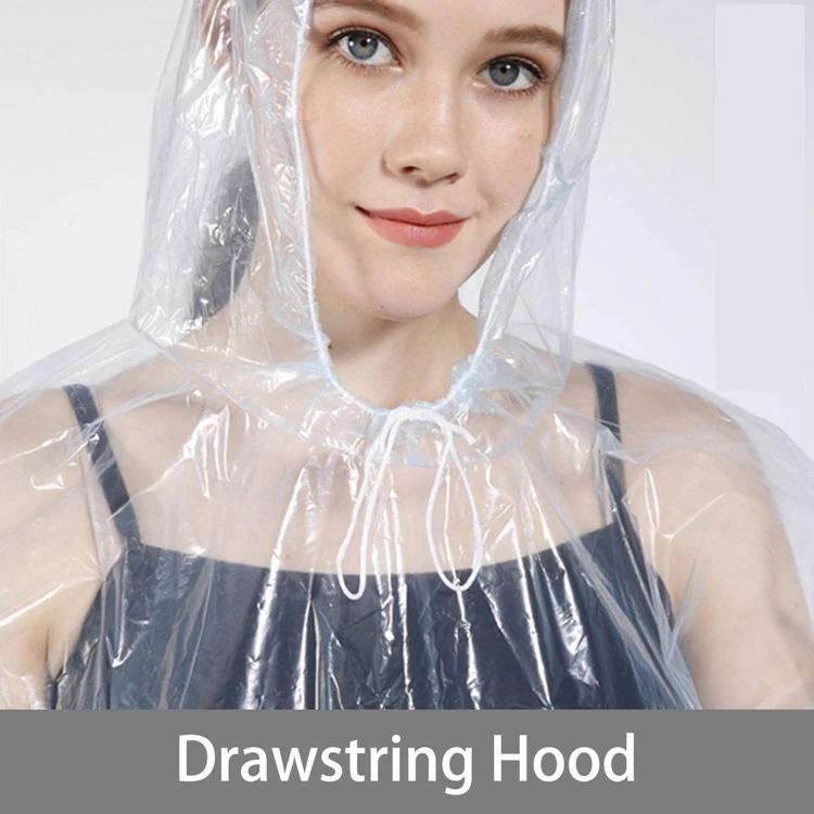 light weight PE disposable raincoats cover Emergency Rain Ponchos for Men Women Assorted Colors