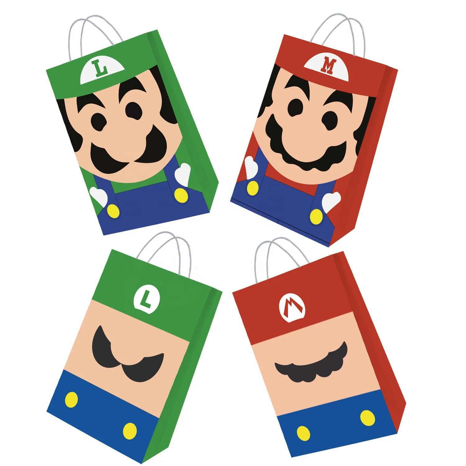 12PCS  Mari  Party Favor Bags Birthday Party  Mario Party Gift Bags for Girls Birthday Decoration Mario Paper Bags For sale