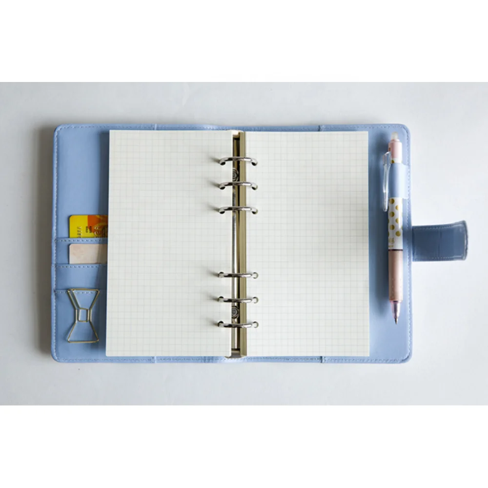 Customized Logo PU Leather A5 Notebook Cover Diary Planner Organizer 6 Ring Loose Leaf Binder Notebook