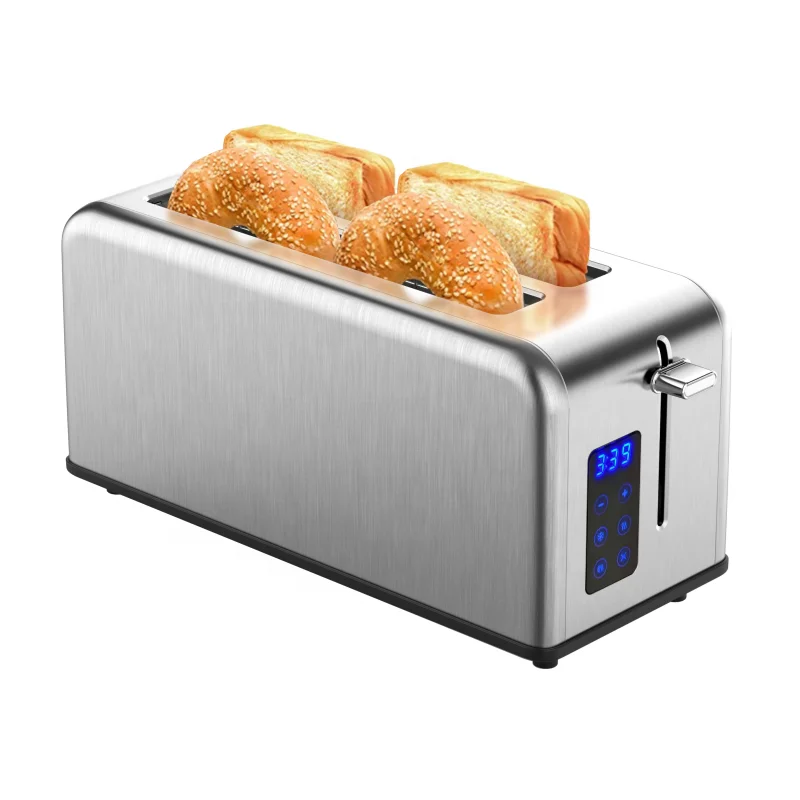 Long slot 4 slice toaster bread machine stainless steel toaster electr touch screen LCD display smart toaster