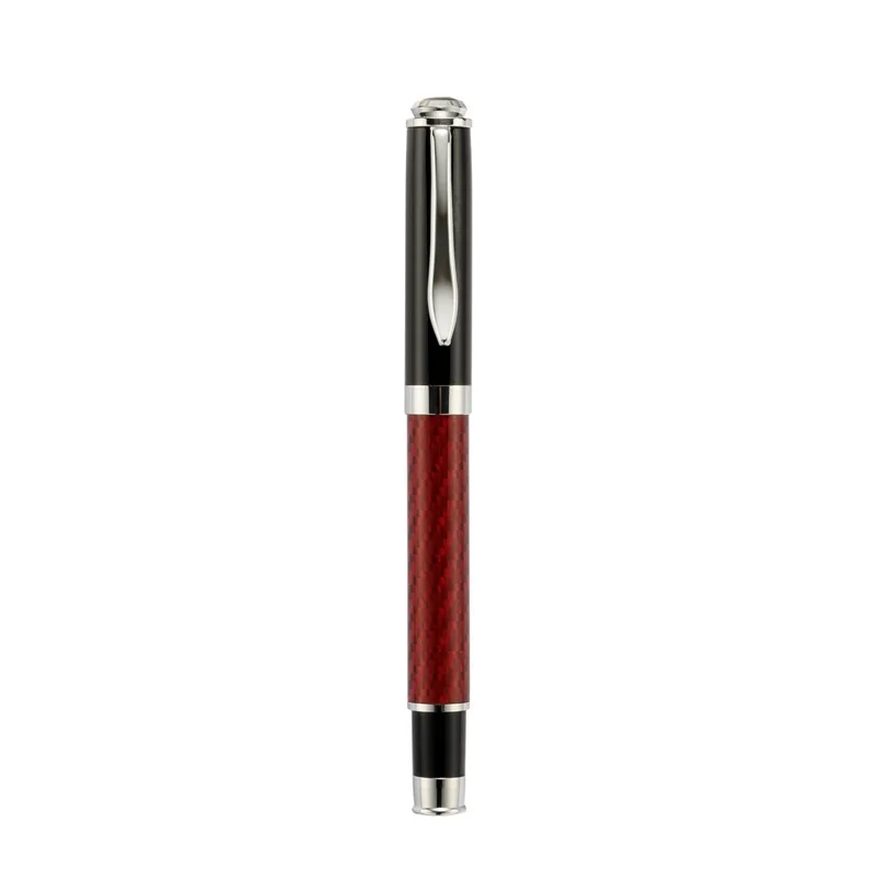 Wholesale Luxury Metal Fountain Pen Chrome Plated Parts Fiber Beautiful Carbon Fiber Ink Fountain Pen