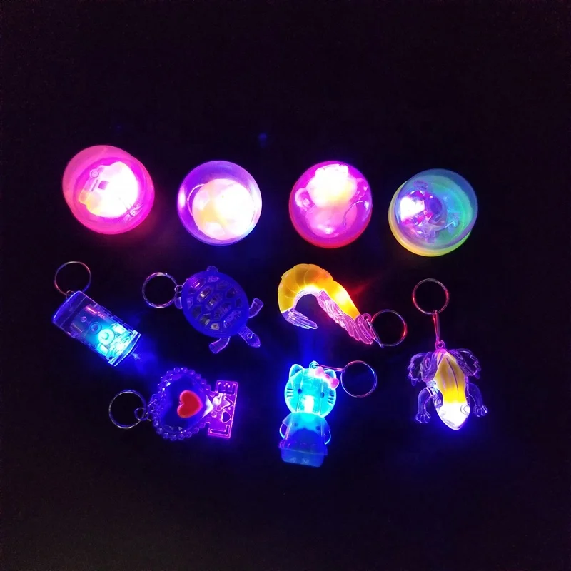 2022 Hot Sale Transparent Plastic Flashing LED Light up Keychain Toys for Capsule Vending Machine