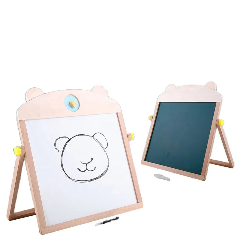 hot sell Baby Double Faced Educational Wooden Blackboard Children Drawing Board For Kids