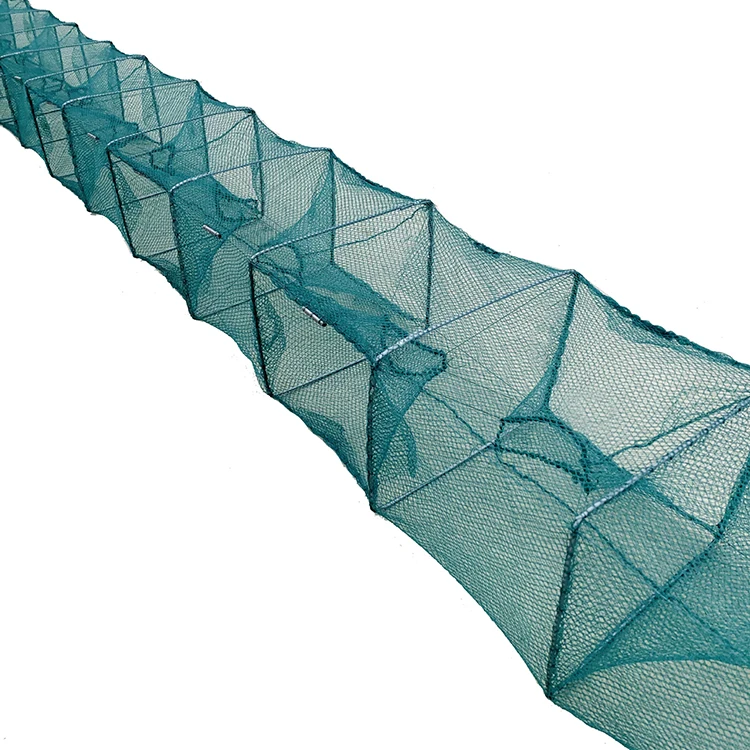 Vietnam Philippines 32 Sections Square Fyke Long Fish Trap Great Wall Crab Trap With 38cm x 22cm Size Frame