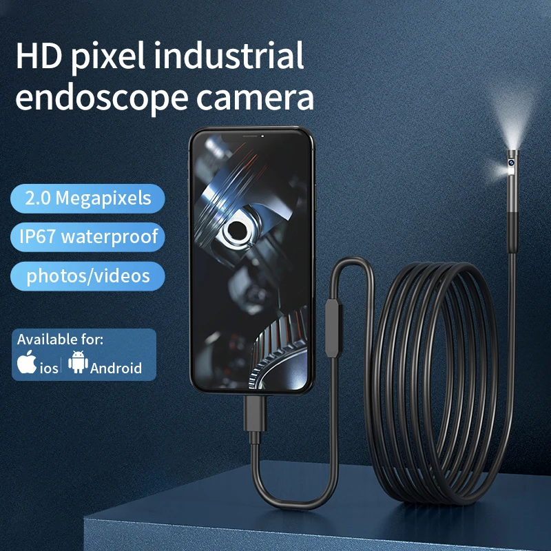 USB Endoscope for Android Ios 8mm 2 Megapixels IP67 Picture video Borescope Camera for Car Sewer pipeline inspection