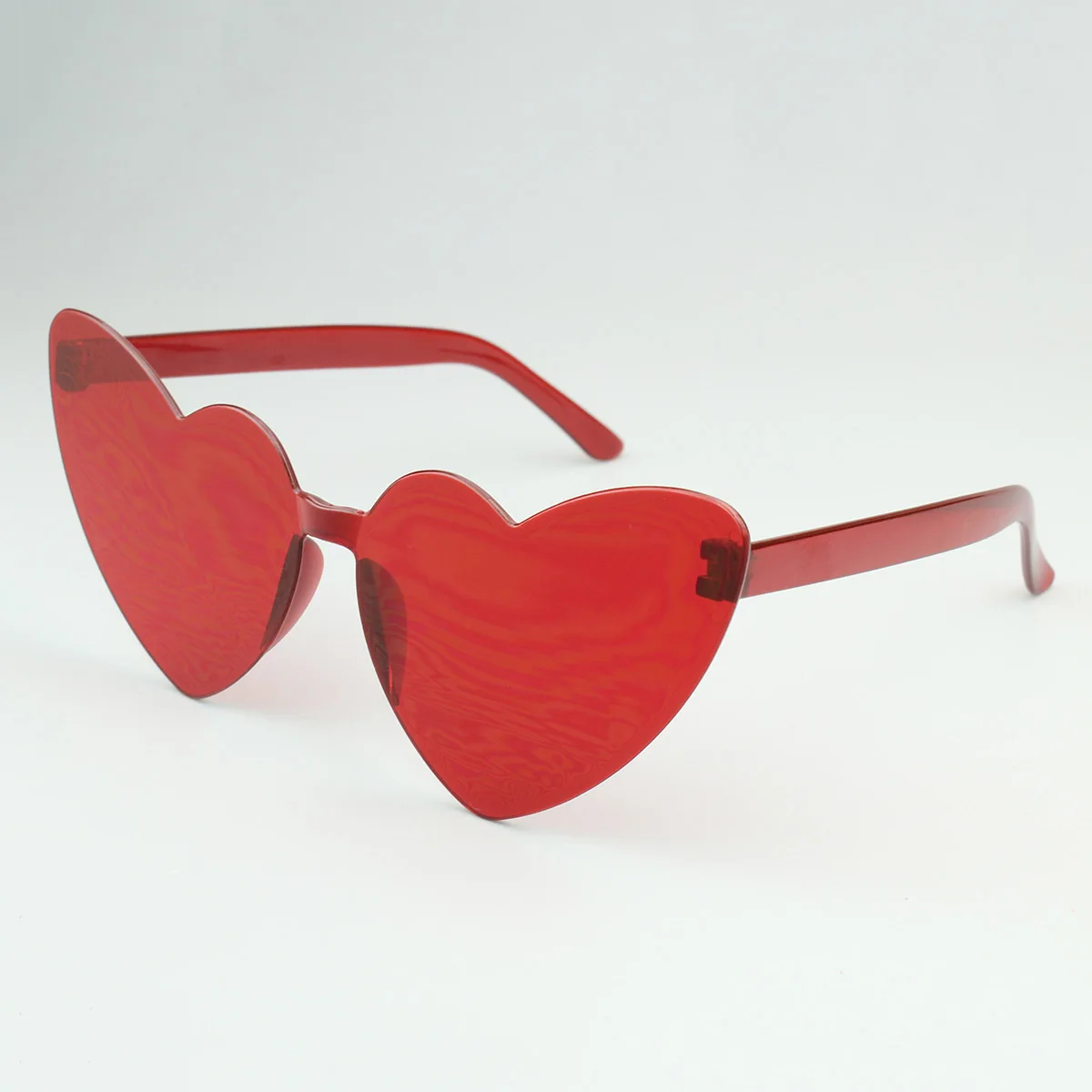 2024 Promotion Transparent Candy Color Eyewear Frameless Party Glasses Heart Shaped Oversized Rimless Sunglasses custom logo