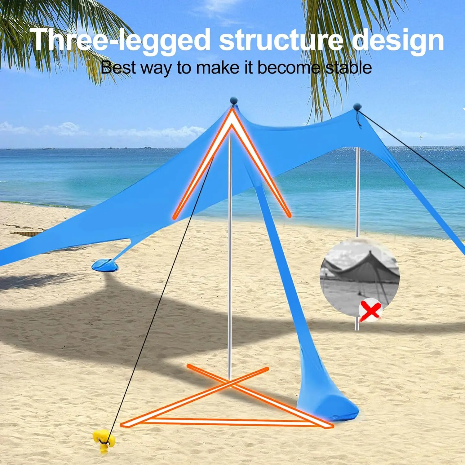 Beach Canopy Tent Sunshade with UPF 50+ UV Protection Beach Tent Sunshade for Outdoor Beach Tent