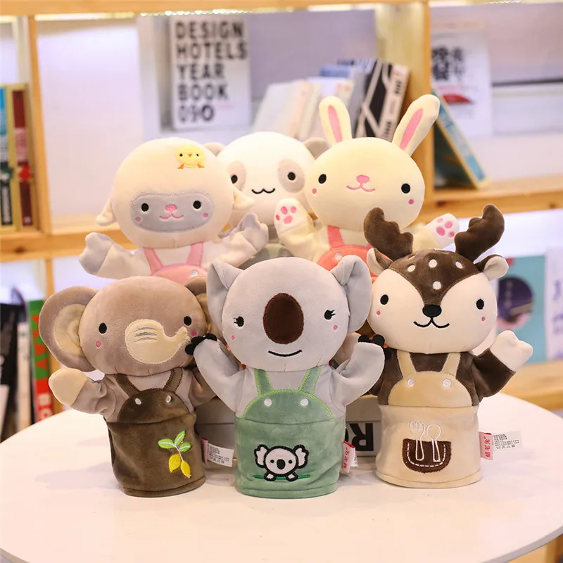 Plush animal hand puppet soft plush toy interesting gift zoo Panda/Monkey/Rabbit hand puppets for kids