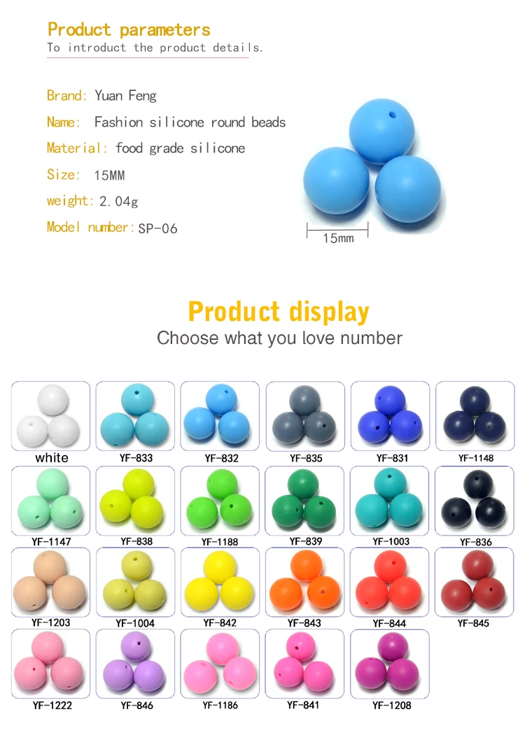 
Wholesale Eco-friendly Baby Silicone Teether Beads 