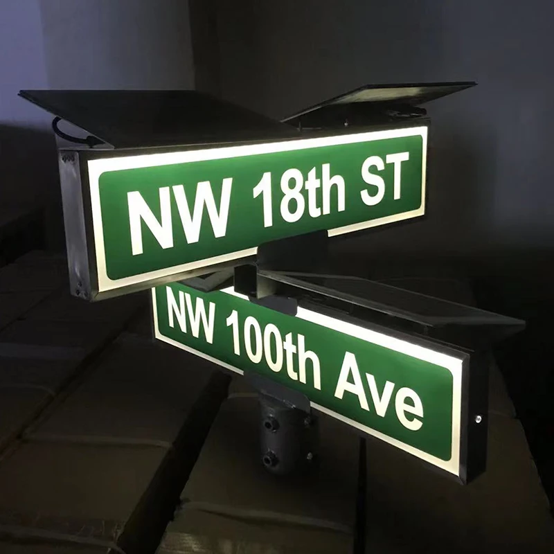 Factory Price Custom Waterproof High Power LED Outdoor Road Sign Solar Aluminum Street Name Sign