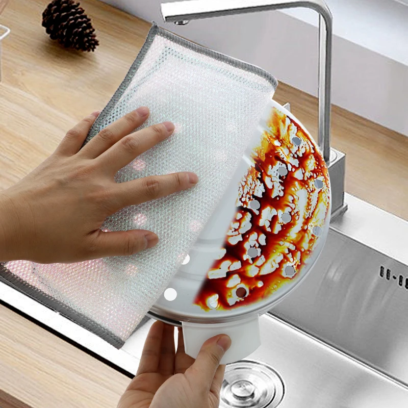 Multipurpose Wire Dishwashing Rags for Wet Dry Metal Mesh Cloth Household Cleaning Tools Dishwashing Scouring Pad Kitchen Towel