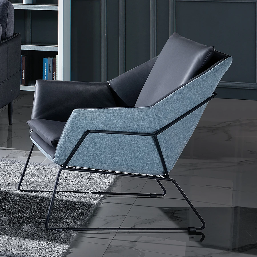 2021 new design fabric metal armchair leather back leisure chair for living room