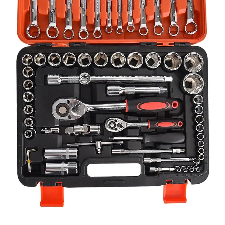 Hot Sale 61 Pieces Hand Box Case Kit Hardware Car and Bicycle Mechanic Automotive Tools Includes Combination OEM Supported