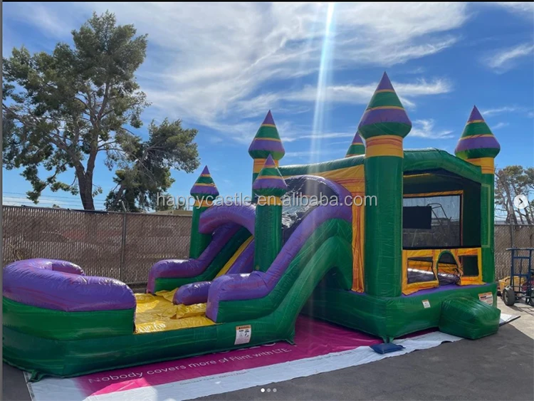 Commercial inflatable bouncer with water slide combo bounce house and wet dry slide for kids and adults
