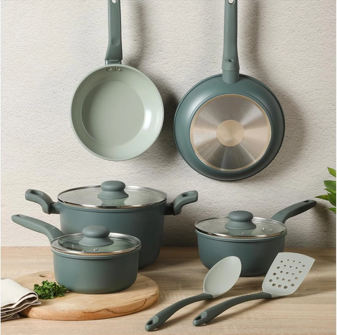 Hot sale Forged aluminum cookware pot set kitchen cooking pot set cookware non stick pan cookware sets Non Stick coating frypan