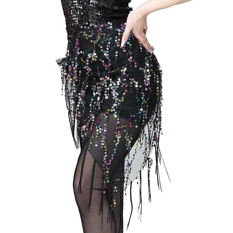 
Sequin fringed skirt belly dance designer exotic for custom bodysuit outfits latin performance dancewear for festival women 