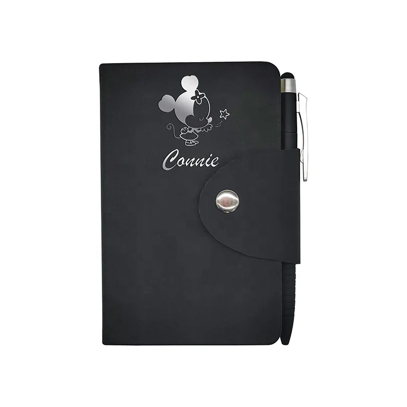 
Holi 2020 cute foil stamping mickey mouse pattern black leather monthly planner agenda 