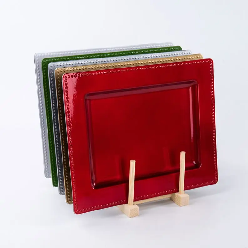 2019 restaurants gold silver charger plastic melamine square plate