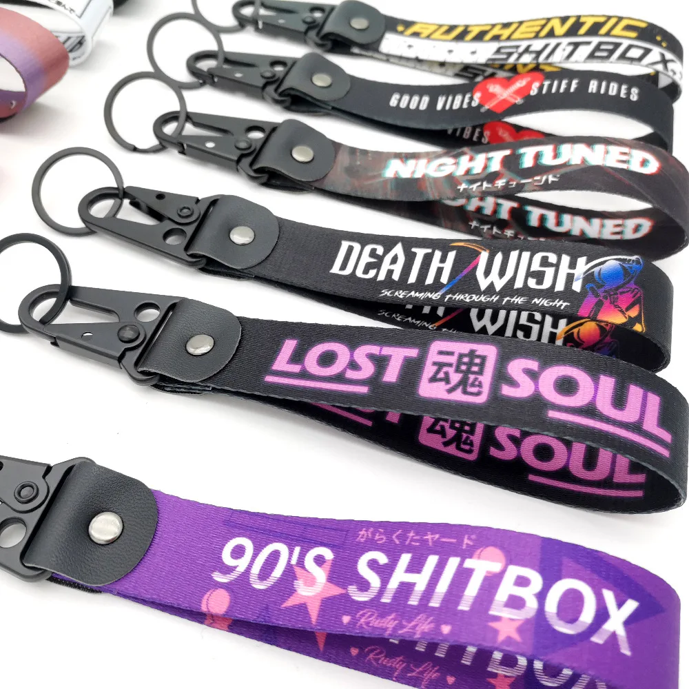 JDM cultural keychain car motorcycle scooter keychain wrist strap anti-lost short lanyard