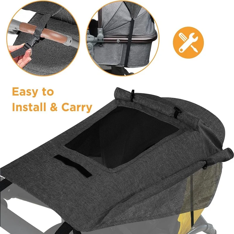 High Quality Uv Resistant Sun Shade Foldable Adjustable Waterproof Canopy Baby Stroller Pram Carriag Sun Cover Uv Proof