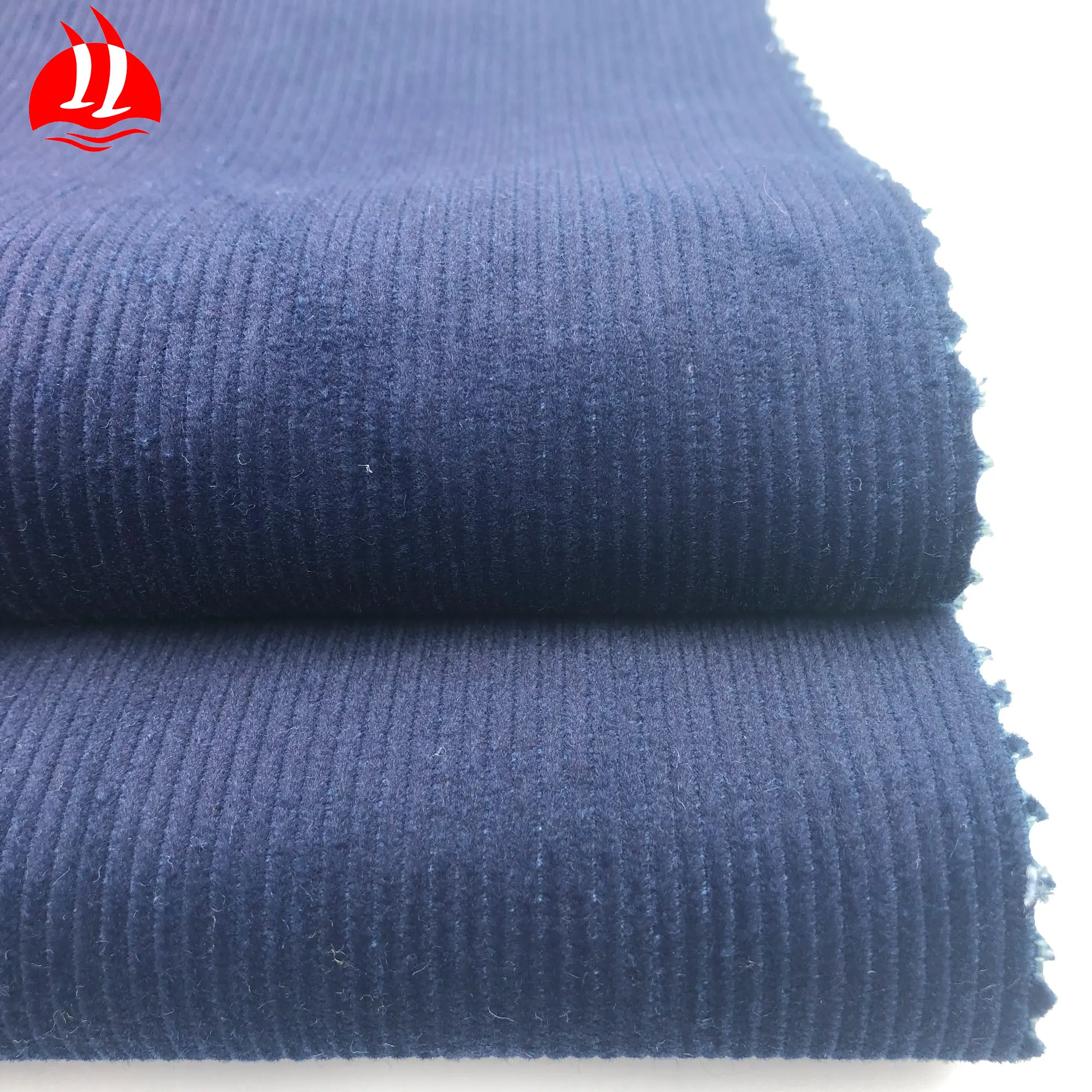 
100% cotton high quality fine 14 wales indigo solid dyed corduroy fabric 