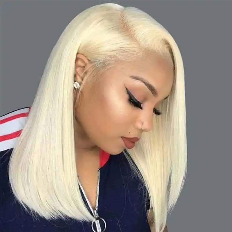 Pixie Cut Wig Human Hair Curly Bob Short Pixie Cut Lace Wig Bleached Knots Lace Front Pixie Wig With Baby Hair 613#